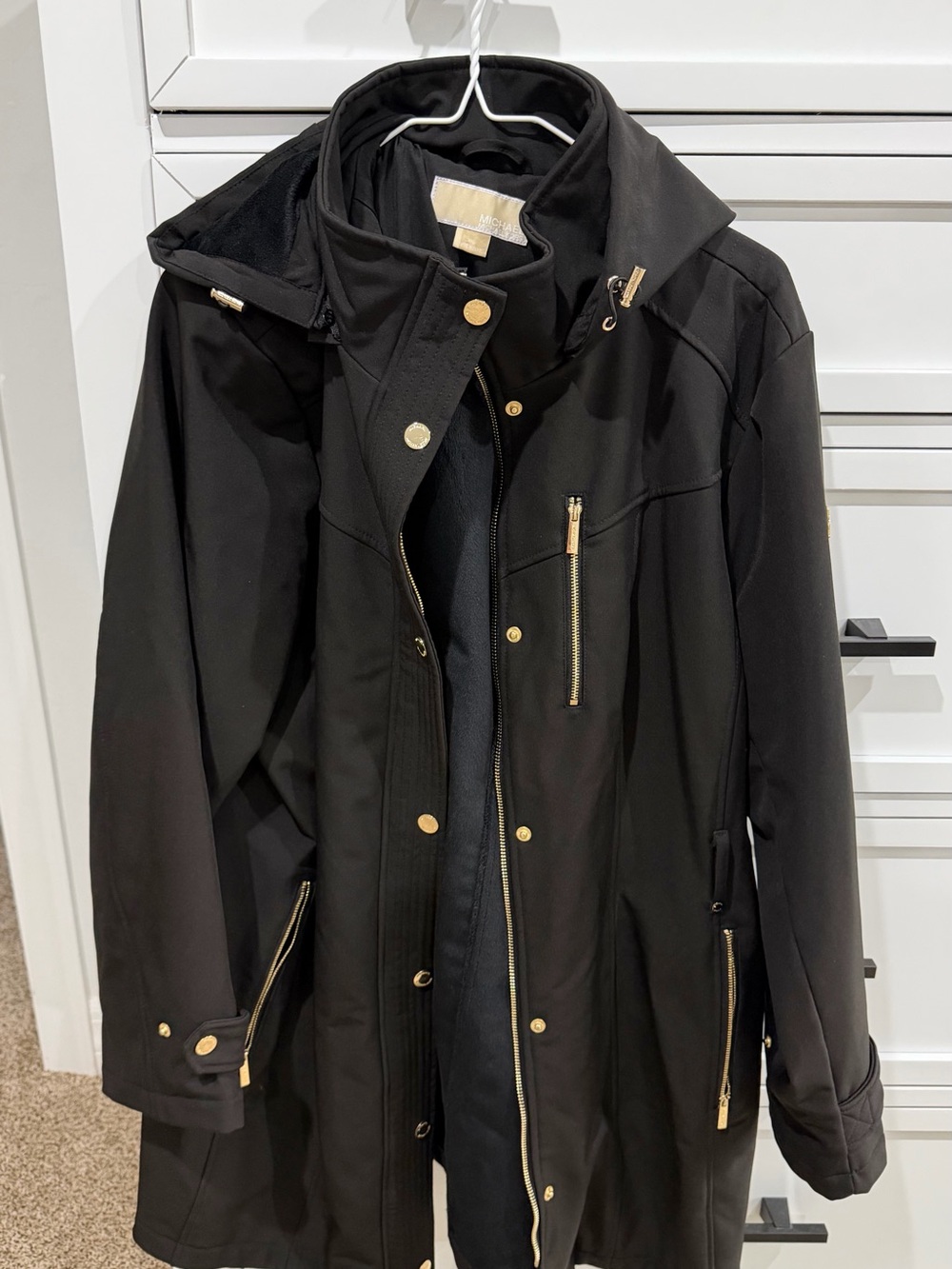 Women’s Michael Kors Black Water-Resistant Hooded Coat XXL